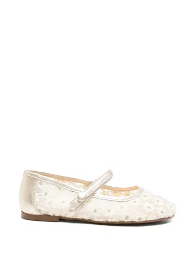 Eli1957 Kids' Floral Strap Ballerinas In Metallic