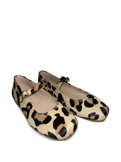 Eli1957 Kids' Leopard-print Calf-hair Ballet Flats In Multi