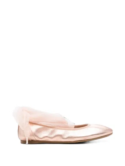 Eli1957 Kids' Metallic Tulle-tie Ballet Flats In Pink