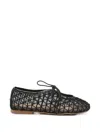 Eli1957 Net-mesh Front-tie Ballet Flats In Black