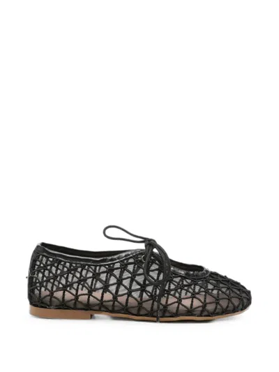 Eli1957 Kids' Net-mesh Front-tie Ballet Flats In Black