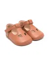 Eli1957 Classic T-strap Cucada Leather Sandals In Brown