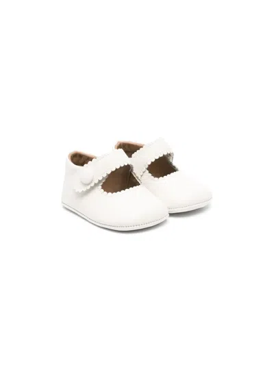 Eli1957 Babies' Scallop-edge Leather Ballerina Shoes In Neutrals