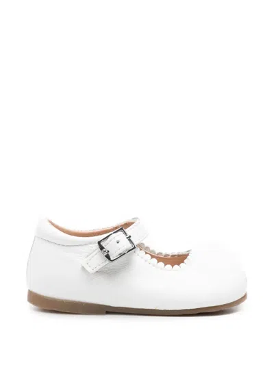 Eli1957 Babies' Scalloped-trim Buckle-fastening Ballet Flats In White