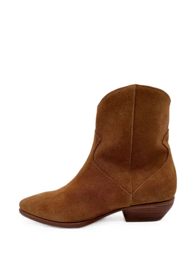 Elia Maurizi Suede Pointed-toe Ankle Boots In Brown