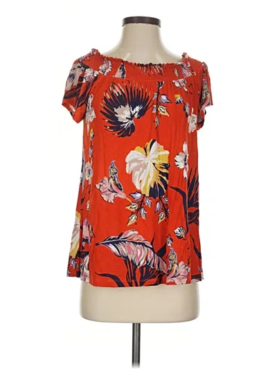 Pre-owned Eliane Rose Short Sleeve Blouse In Orange