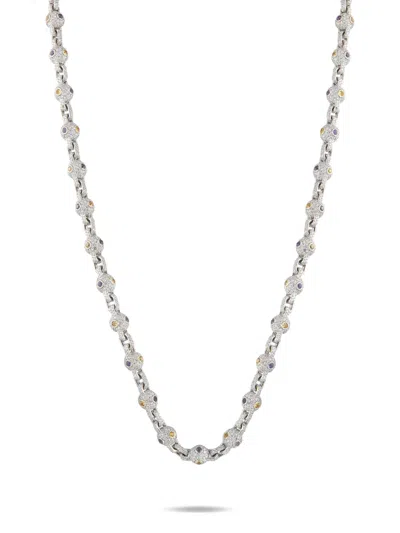 Pre-owned Eliantte Diamond Ball-chain Necklace In Silver