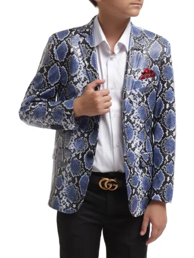 Elie Balleh Babies' Boys Snakeskin Print Blazer In Navy