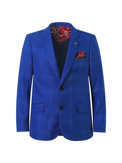 Elie Balleh Kids' Little Boy's Windowpane Blazer In Royal Blue