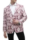 Elie Balleh Men's Abstract Print Notch Lapel Blazer In Red