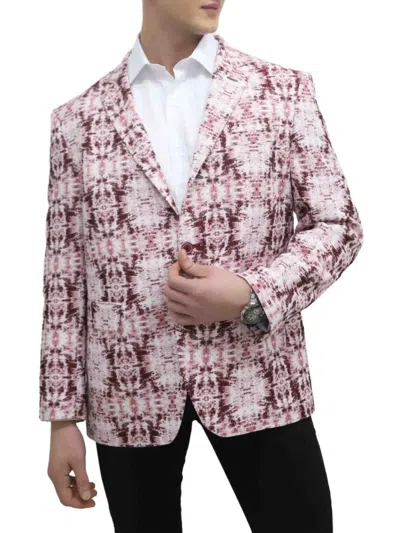 Elie Balleh Men's Abstract Print Notch Lapel Blazer In Red