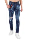 ELIE BALLEH MEN'S CHAIN STRAP RIPPED HIGH RISE SKINNY JEANS
