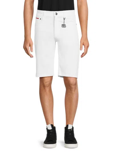 Elie Balleh Men's Flat Front Twill Shorts In White
