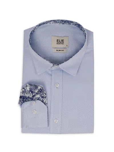 Elie Balleh Men's Floral Trim Jacquard Dress Shirt In Baby Blue