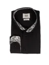 Elie Balleh Men's Floral Trim Jacquard Dress Shirt In Black