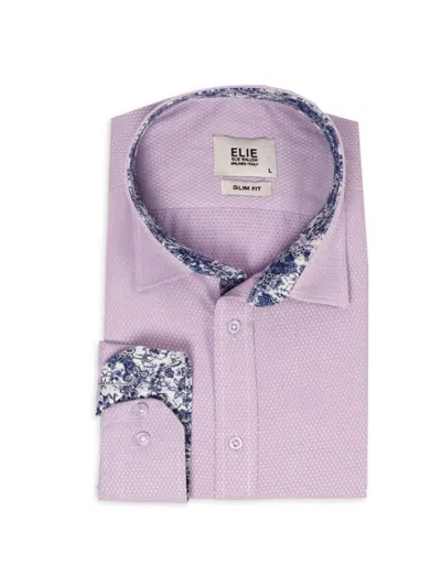 Elie Balleh Men's Floral Trim Jacquard Dress Shirt In Lavender