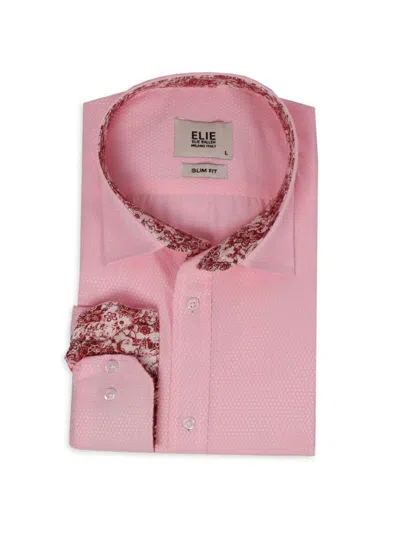 Elie Balleh Men's Floral Trim Jacquard Dress Shirt In Pink
