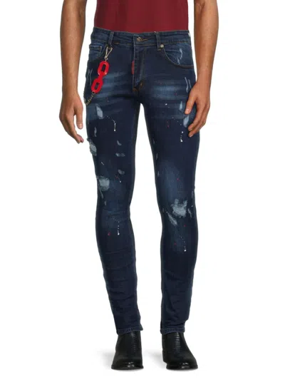 Elie Balleh Men's High Rise Faded & Distressed Jeans In Navy