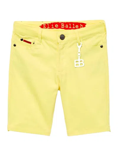 Elie Balleh Men's Logo Charm Denim Shorts In Yellow