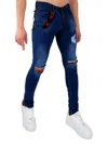 ELIE BALLEH MEN'S MID RISE DISTRESSED JEANS