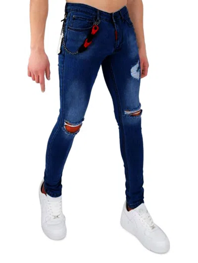 Elie Balleh Men's Mid Rise Distressed Jeans In Indigo