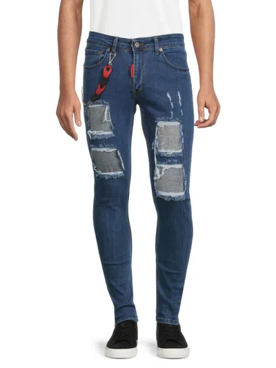 Elie Balleh Men's Patchwork Distressed Jeans In Blue