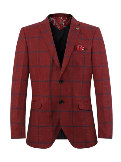 Elie Balleh Men's Plaid Slim Fit Blazer In Red
