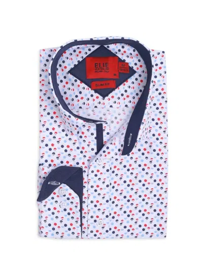 Elie Balleh Men's Polka Dot Slim Fit Sport Shirt In White Multi