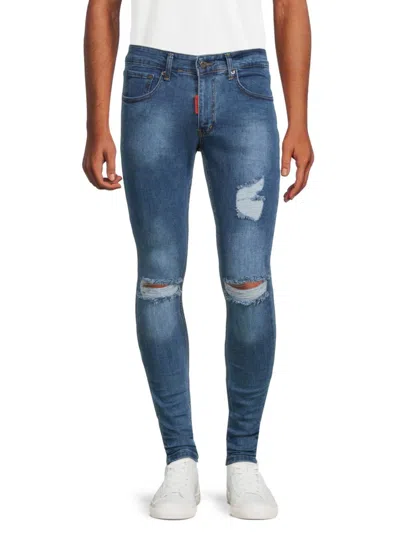 Elie Balleh Men's Ripped Skinny Jeans In Blue