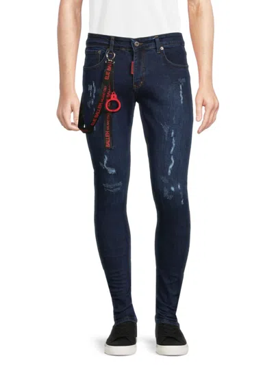 Elie Balleh Men's Ripped Skinny Jeans In Dark Blue