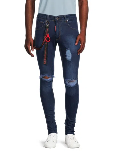 Elie Balleh Men's Ripped Skinny Jeans In Dark Blue