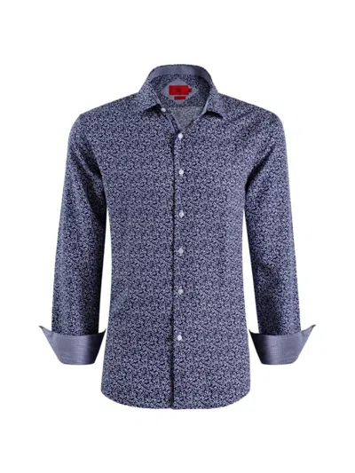 Elie Balleh Men's Slim Fit Floral Houndstooth Print Shirt In Navy