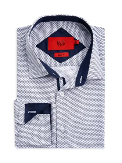 Elie Balleh Men's Slim Fit Honeycomb Dress Shirt In White