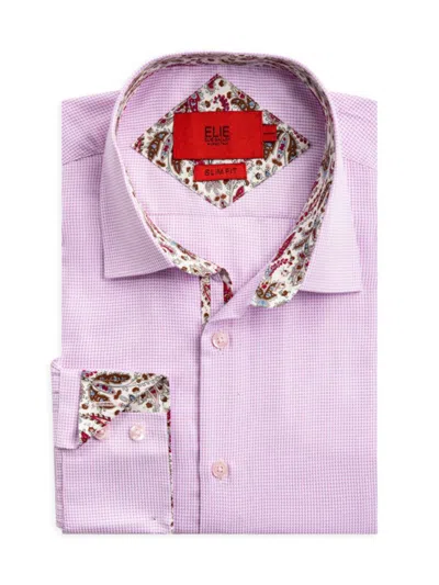 Elie Balleh Men's Slim Fit Houndstooth Dress Shirt In Pink