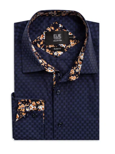 Elie Balleh Men's Slim Fit Jacquard Dot Shirt In Navy