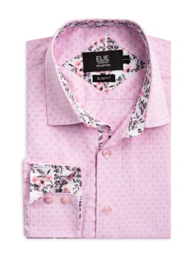 Elie Balleh Men's Slim Fit Jacquard Dot Shirt In Pink