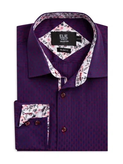 Elie Balleh Men's Slim Fit Jacquard Dot Shirt In Purple