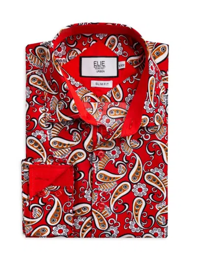 Elie Balleh Men's Slim Fit Paisley Sport Shirt In Red