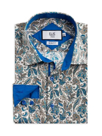 Elie Balleh Men's Slim Fit Paisley Sport Shirt In White