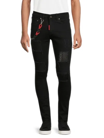 Elie Balleh Men's Slim Fit Patchwork Jeans In Black