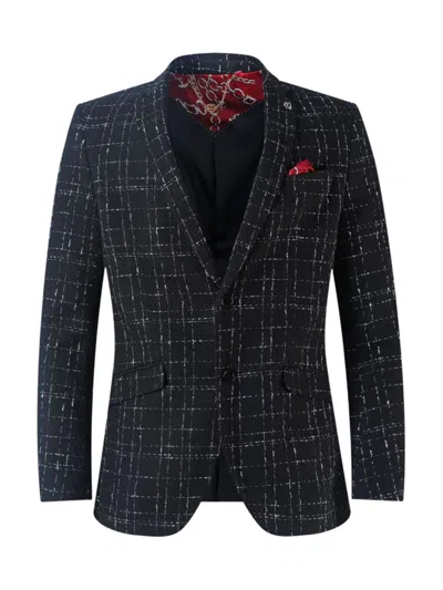 Elie Balleh Men's Slim Fit Plaid Boucle Sportcoat In Black