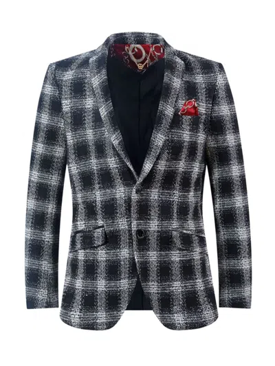 Elie Balleh Men's Slim Fit Plaid Sportcoat In Black
