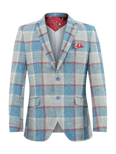 Elie Balleh Men's Slim Fit Plaid Sportcoat In Blue