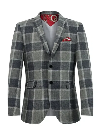 Elie Balleh Men's Slim Fit Plaid Sportcoat In Grey