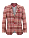Elie Balleh Men's Slim Fit Plaid Sportcoat In Red
