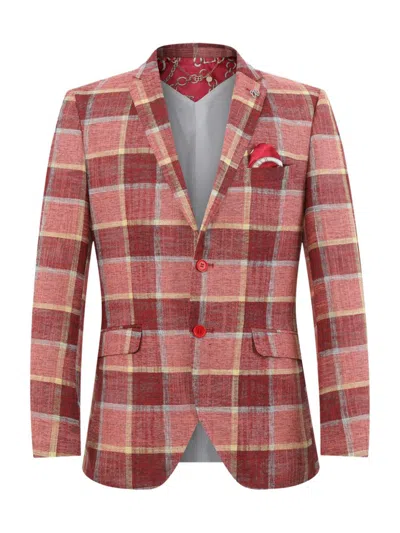 Elie Balleh Men's Slim Fit Plaid Sportcoat In Red