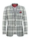 Elie Balleh Men's Slim Fit Plaid Sportcoat In White