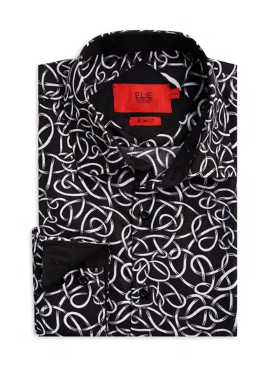 Elie Balleh Men's Slim Fit Swirl Print Shirt In Black