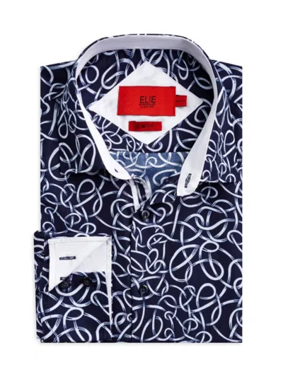 Elie Balleh Men's Slim Fit Swirl Print Shirt In Navy