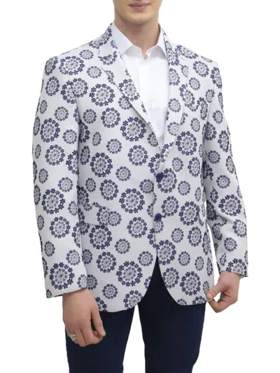 Elie Balleh Men's Slim Modern Fit Printed Blazer In Navy